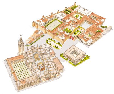 Cattedrale, Reales Alcazares, Archivo de Indias. Siviglia, Spagna da Fernando Aznar Cenamor